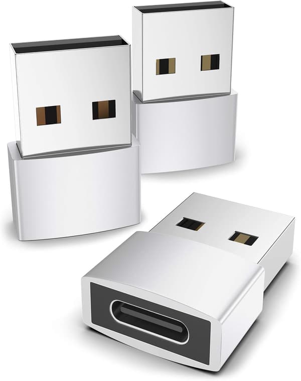 USB A - USB C -sovitin, hopea