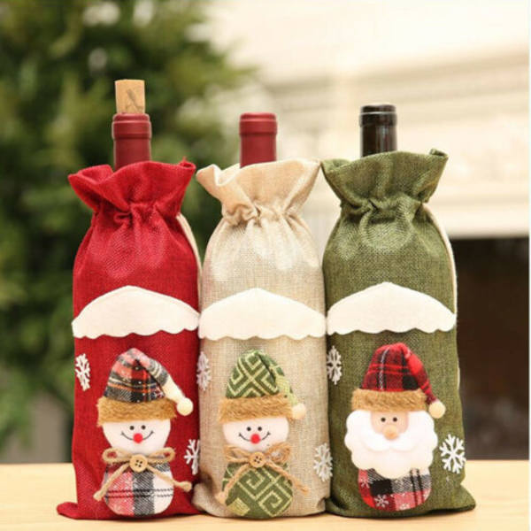 3-pack vin-flaskskydd Snögubbe Jultomte Jul