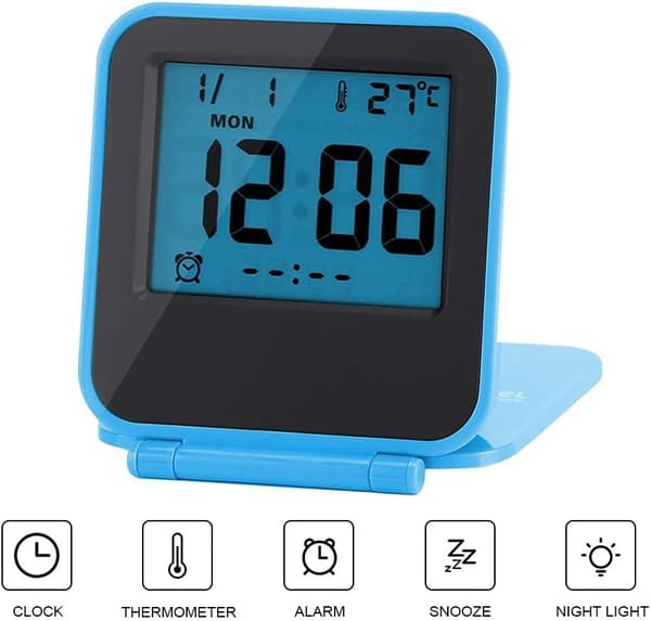Mini Multifunktionel Foldbar Digital Vækkeur LED Ur Porta