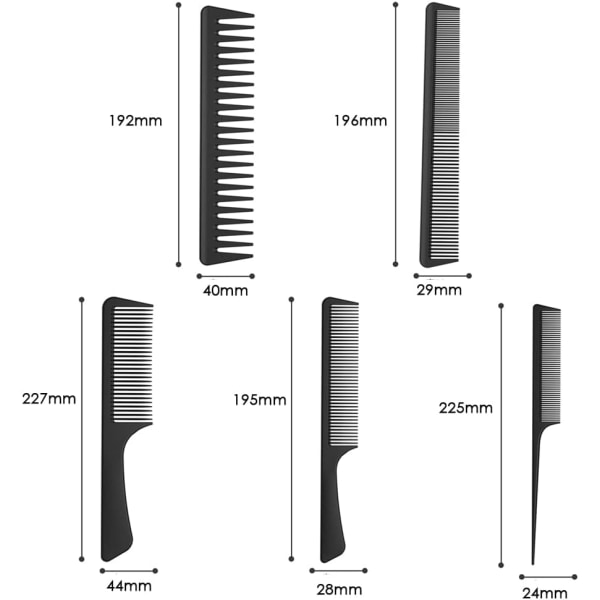 5 stykker hårkam til mænd Kvinder Fin og bred tandkam til Sal