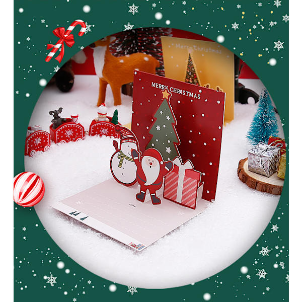3D Julekort, 6-pakning Pop Up Julekort God Jul-kort