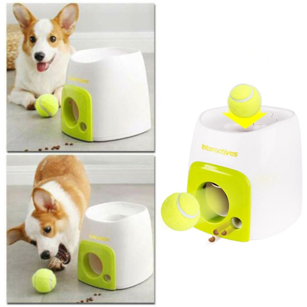 Kasta boll leksak hund tennisboll mat belöning maskin kastare interaktiv terapi långsam matning leksaker för katter och hund