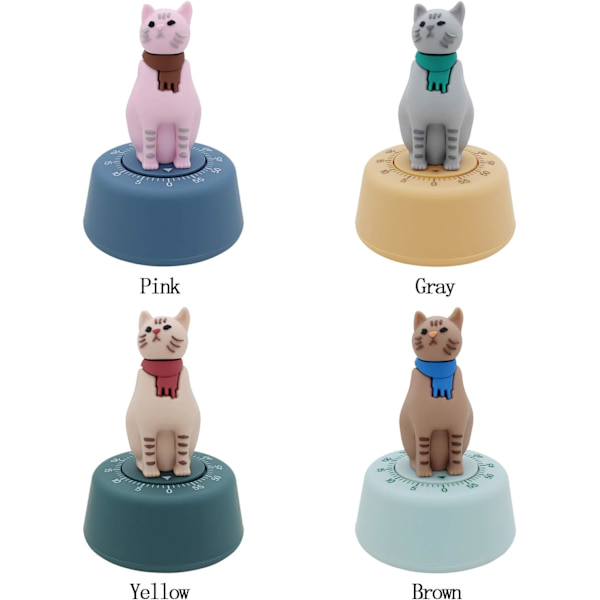 Kjøkkentimer i form av en katt, mekanisk (grå)