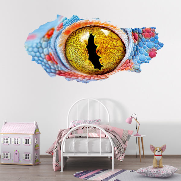 3D Brudt Mur Vision Dinosaur Lizard Øjne Vægsticker Stue R