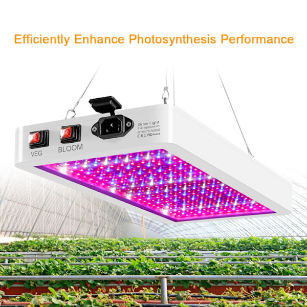 1 st 2000W LED-växtlampa för inomhusväxter 312 lysdioder Full Spectrum Veg and Bloom Dual Switch Ip65 Vattentät Hängande Pl