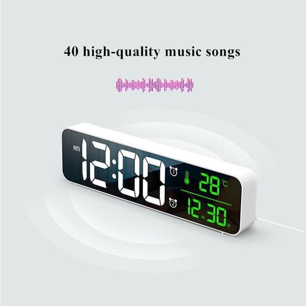LED Digital Väckarklocka Snooze Temperatur Datum Display USB Skrivbord