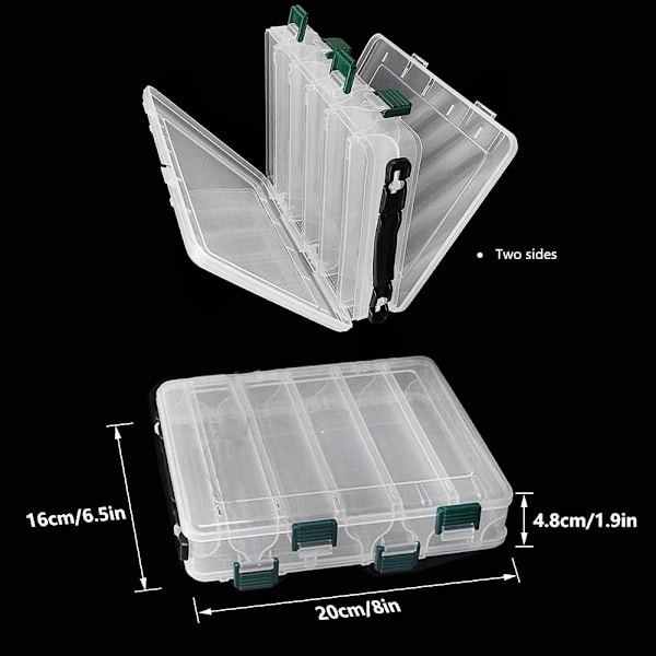 Transparent Lokkeboks, Vanntett Fiskeutstyrboks, 12 Rom