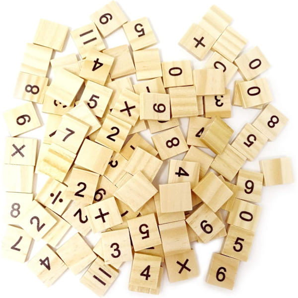 100 kpl Puupalikoita Scrabble-Peliin Numerot ja Symbolit Käsitöihin