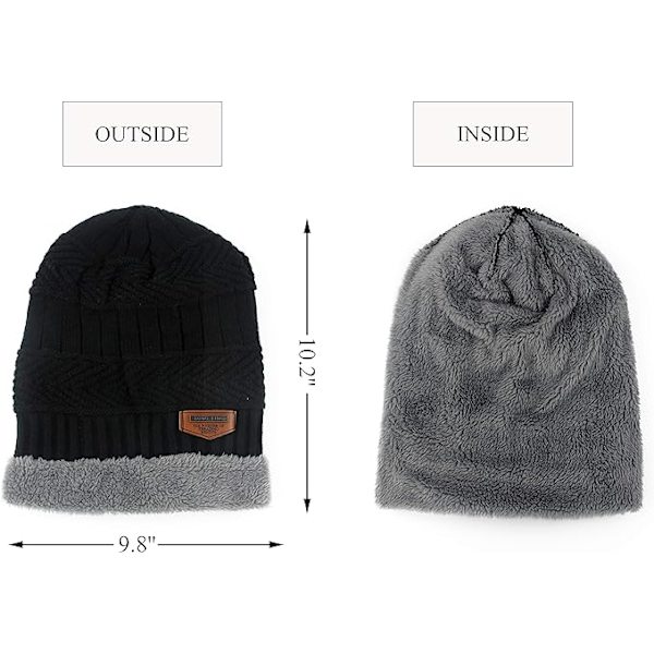 Dametøj Tyk Varmt Vinter Beanie Hat Slouchy Skully Strik Huer, Sort