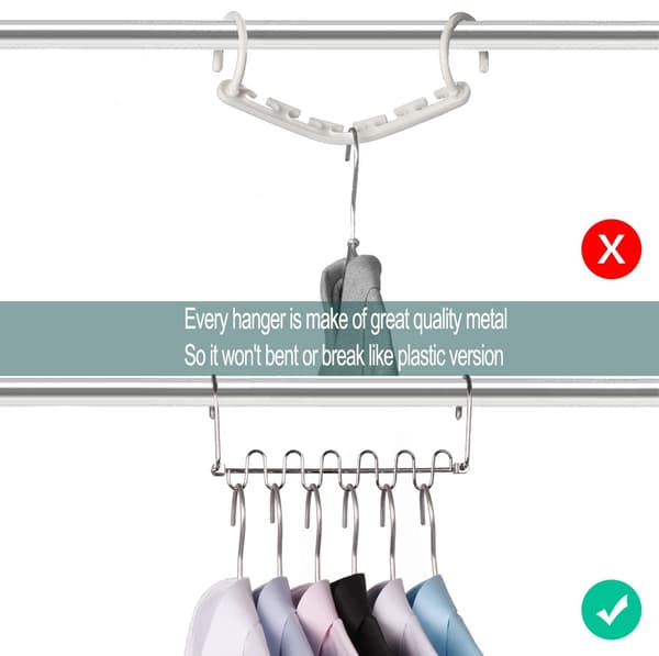 4 stk. Rustfrit Stål Tøjstativ Garderobe Organizer Magic Cloth