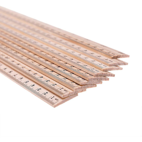 Sæt med 20 Trælinealer Linealer til Studerende Træskolelinealer