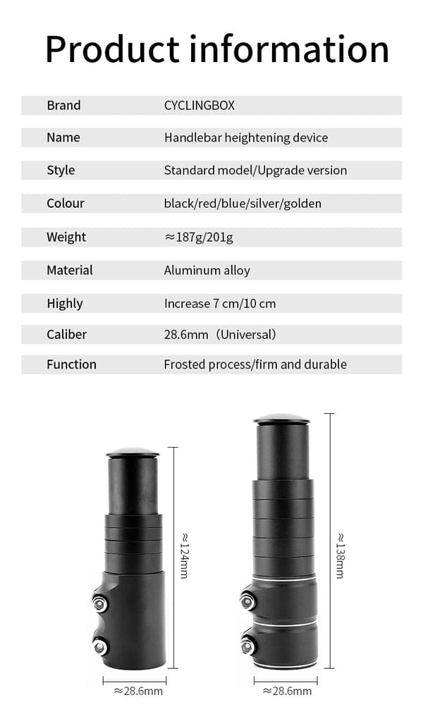 MTB Styreforlengelse Gaffelstyre Forleng Riser for 1-1/8\" 28,6 mm BMX R
