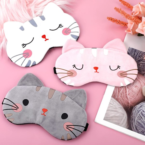 3 stycken ögonmasker för barn, söta katt-ögonmasker för sömn, DXGHC