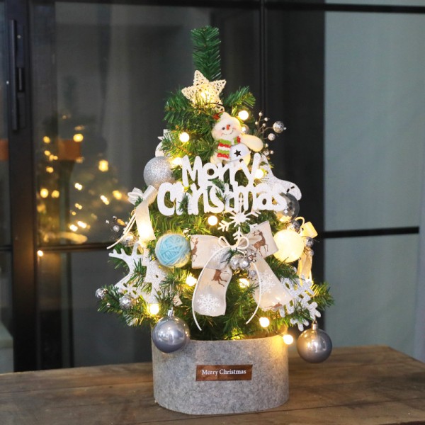 Dekorativa träd, konstgjorda bord julgran med led prydnadsföremål
