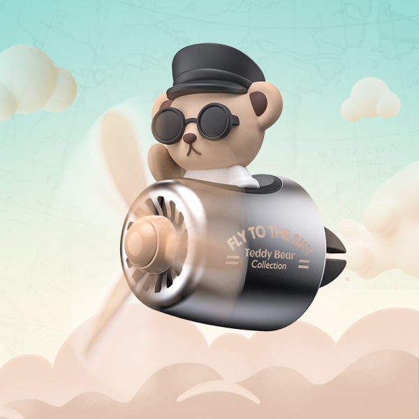 (Brun) Cartoon Bear Pilot Air Freshener Automotive Air Freshener