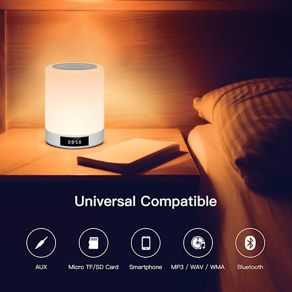 Värikäs Bluetooth-kaiutinlamppu Kannettava Yöpöytälamppu USB-Lataus