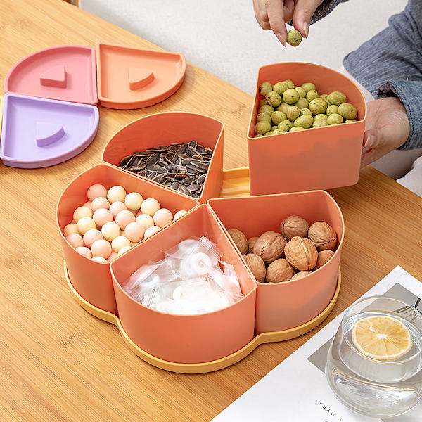 Godteri oppbevaringsboks Roterende kronbladformet snacksboks Godteriboks Snacks