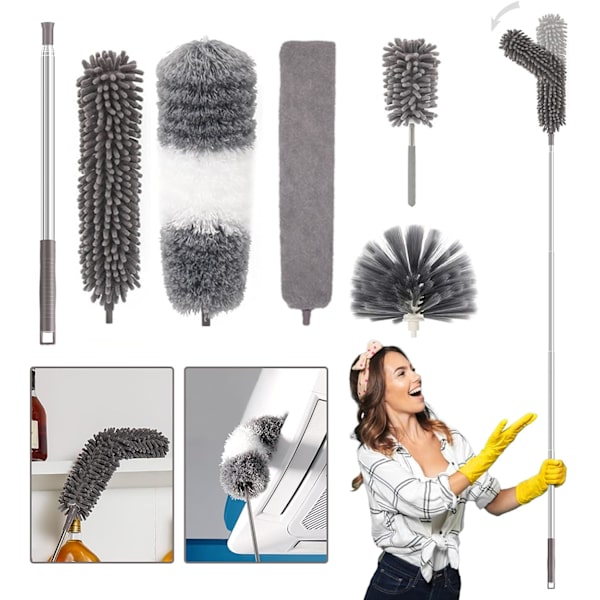 5-pack Teleskopisk Dammvippa Dammvippa Teleskopisk Dammvippa Tvättad Mikrofiber