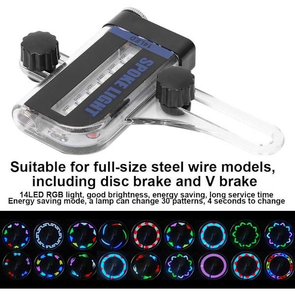 Sykkel Eike Lys, 14led RGB Modus Dobbeltsidig RGB Strålelys Wir