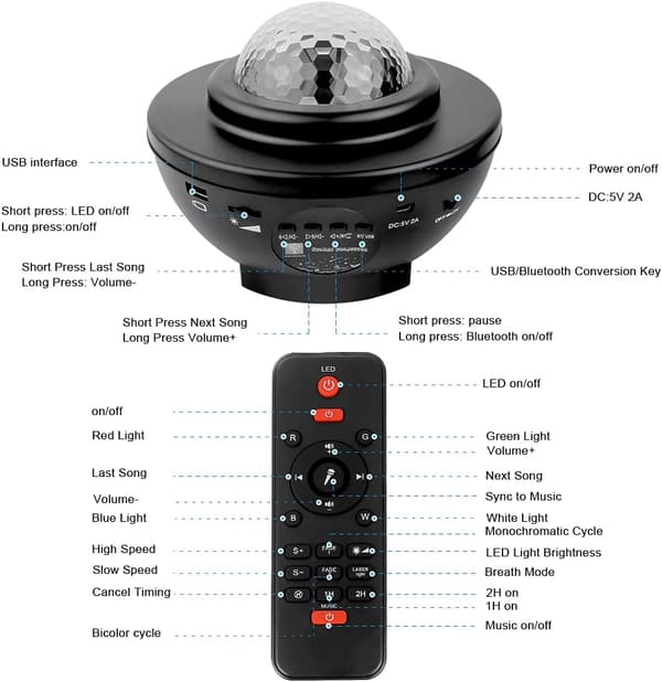 LED-tähtiprojektor Galaxy Light Bluetooth-yövalo 21 tilaa