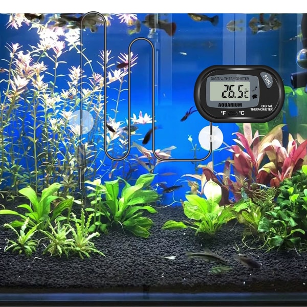 2 stk. Akvarium Digital LCD med Sugkopper og Vanntett Sonde