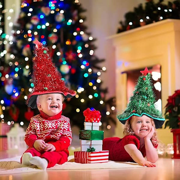 2 stk Julehatter Juletre Glitrende Hatter Julenissehatt