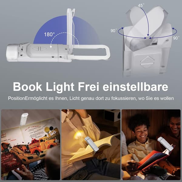 Leselys, USB-oppladbart klippelys, 3 farger
