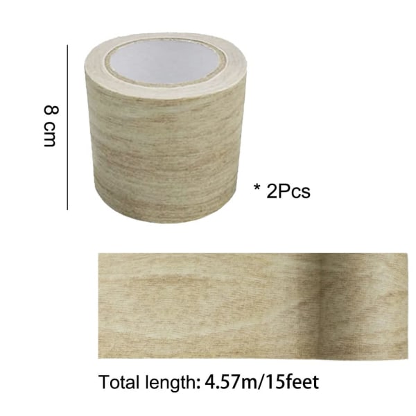 2 rull 8cm*4,57m lysgrå treeffekttape, møbelreparasjon Wo