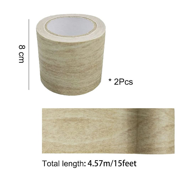 2 Rullar 8cm*4.57m Ljusgrå Träeffekt Tejp, Möbelreparation