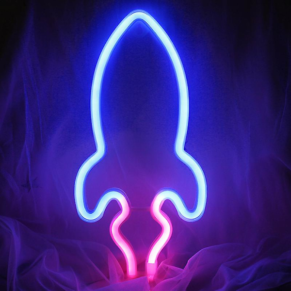 Rocket Neon Skilte Special Led Natlys Vægsmykke Batteri Eller USB