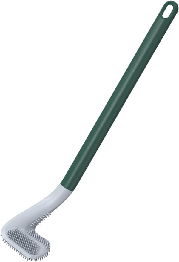 （Grön）Flexibel Silikon Toalettborste och Skrubbset för Väggmontering