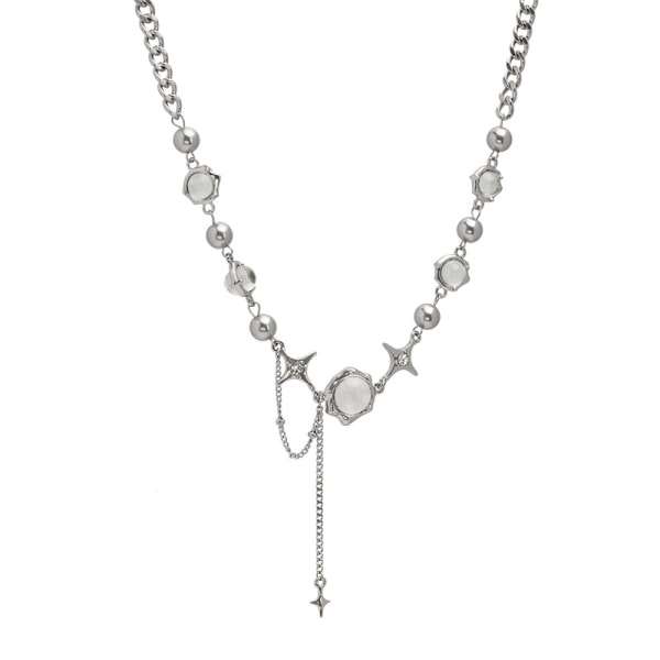 Moonlight Zirkon Kors Tassel Titanium Halskæde Kvinder Hip Hop