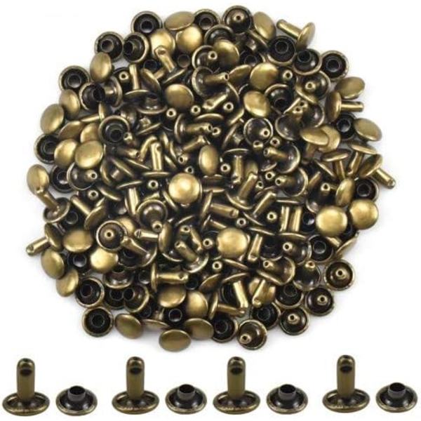 100 Sett Lærnagler Dobbel Rørformet Nagler Studs Flat Rund  DXGHC