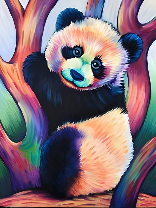 Diamantmålning Kit för Vuxna, Panda Diamantmålning Full Rund