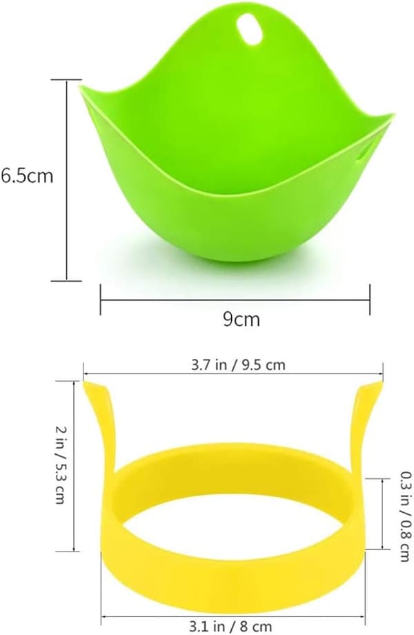 Sett med 3 nonstick silikon eggformer + 4 pocherte eggkokere
