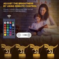 Dinosaur nattlampe for barn, 3D dinosaur leker, fjernkontroll