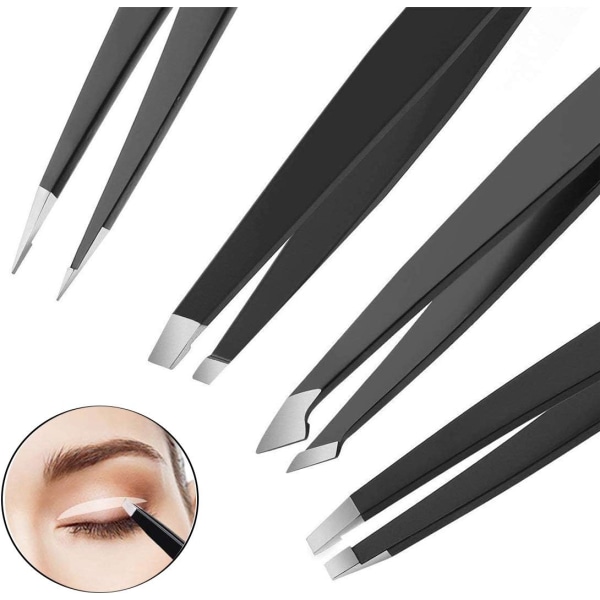 4 Pcs Professional Eyebrow Tweezers,Ideal for Facial Hair Removal