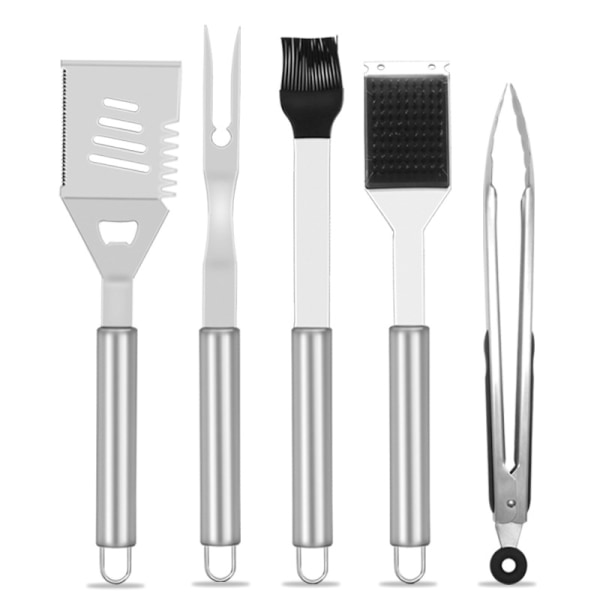 Sæt med 5 grillredskaber med - 35 cm lang grill i rustfrit stål