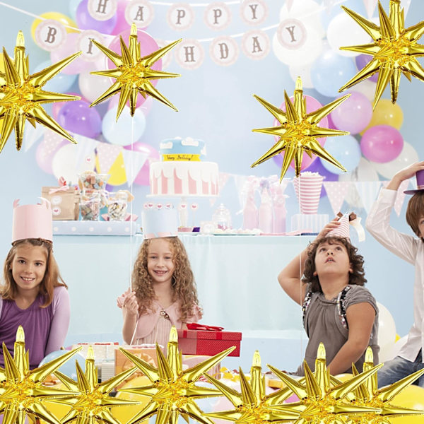 20 stjärnformade ballonger som exploderar, 3D-film ballonger