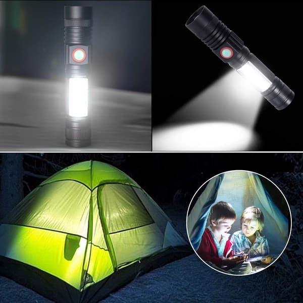 Torch LED -taskulamppu USB-ladattava Tehokas Sotilaallinen COB-lamppu