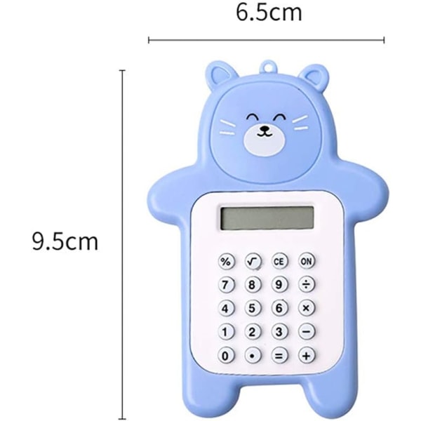 Tecknad miniräknare, blå, Cute Creative Bear bärbar miniräknare med