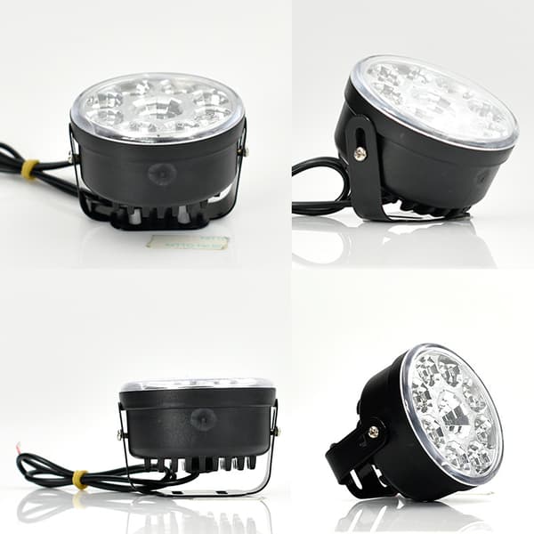 2-delad rund 9LED dagsljus körljus bil universell LED
