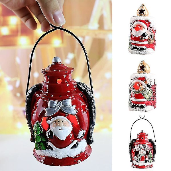 Mini Bärbar Led Lantern Med Santa Claus Snowman Mönster Ee DXGHC