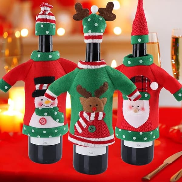 3 st Ugly Sweater Julvinflaskskydd, Julvinflaska