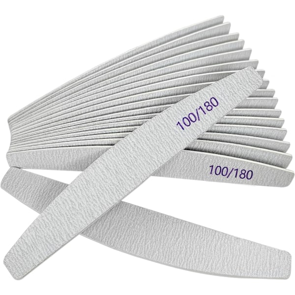 Nagelfilar (50-pack), 100/180 Grit Trä Emery Board Nagelfil Dubbelsidig Trä Emory Fingernagel Filer för Naturliga Naglar