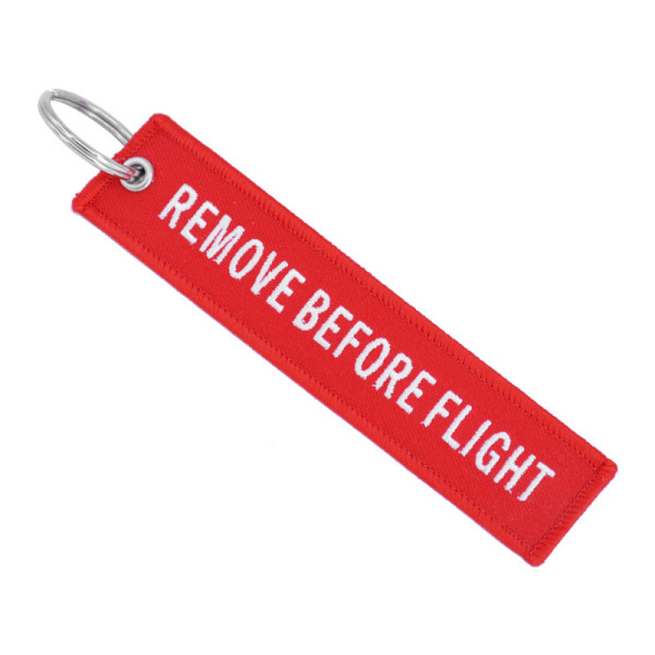 Ta bort bagagebricka före flygning - Nyckelring - Hög kvalitet - Röd/