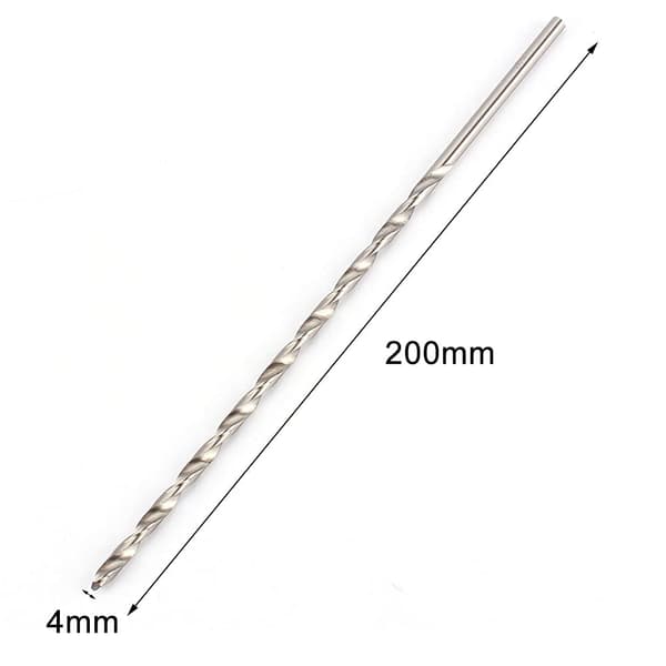 4mm Extra Lång Borr 200mm Rak Spiralborr HSS Cylindrisk