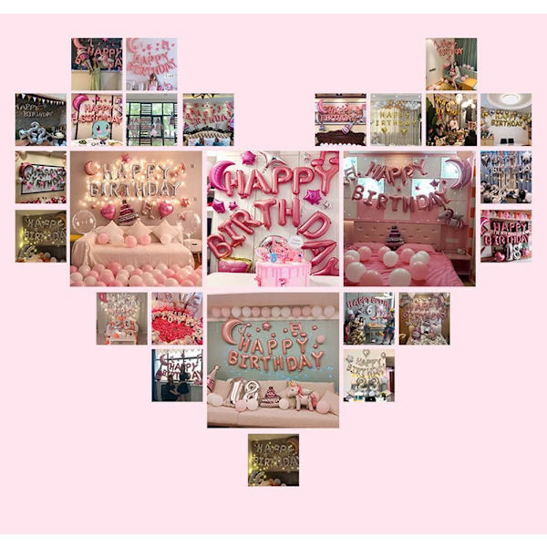 Fødselsdag Ballon Banner Pink / Pink Fødselsdag Banner /