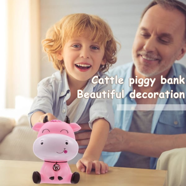 （Rosa färg）Animal Piggy Bank Lovely Cow-Shape Piggy Bank Piggy B