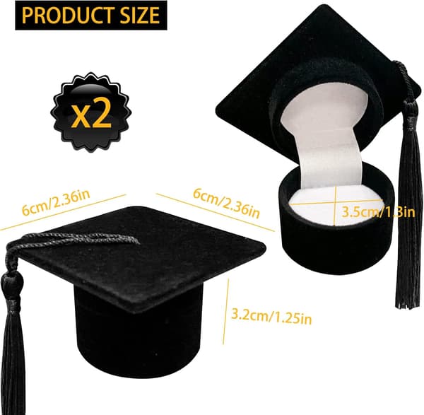 Set med 2 Doktorhatt Smyckeskrin, Examenspresentask, Examen